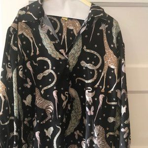 Zara black/animal print blouse